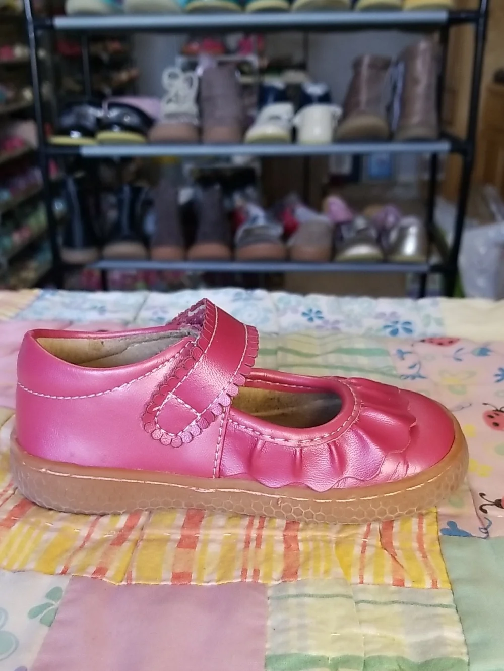 Livie & Luca Pink Shimmer Ruche Leather Mary Jane Size 7